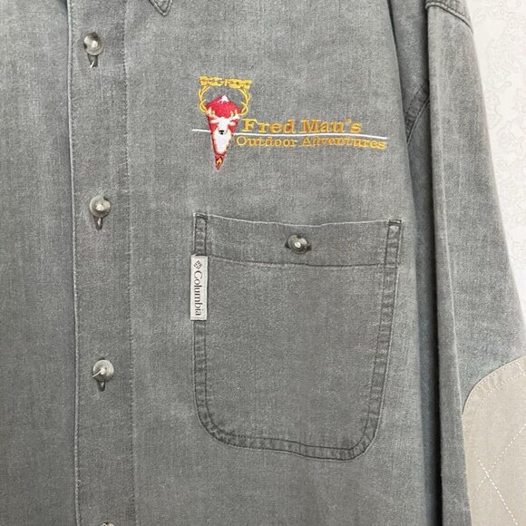 Vintage‎ Columbia Shirt Size Large L Hunting Elbow Pads Button Down - Picture 7 of 9